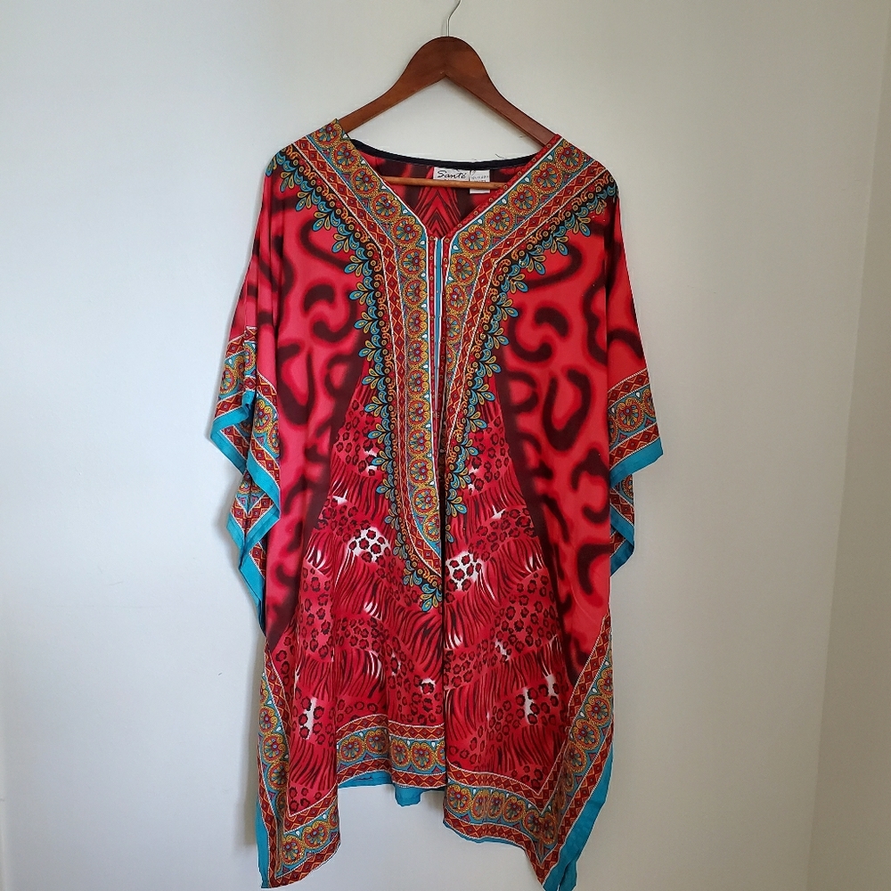 Sante Classics | Red Multi Print Boho Style Tunic